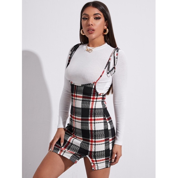 Plaid Pinacore Mini Dress - Picture 4 of 9